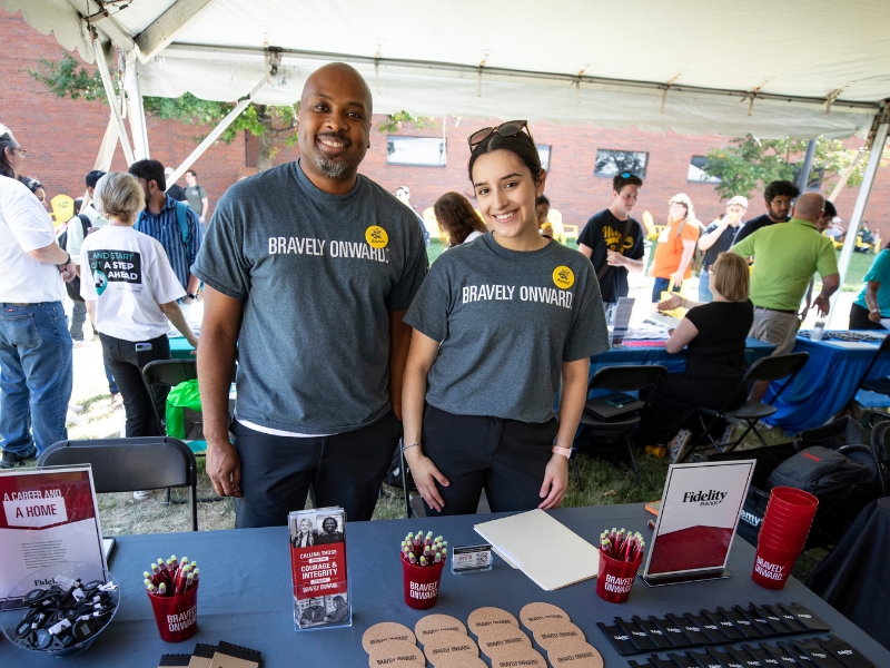 Photo of Fidelity Bank tabling at the Career Connections Kegger.