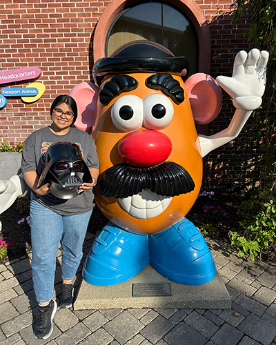Nataleigh with Mr. Potato Head