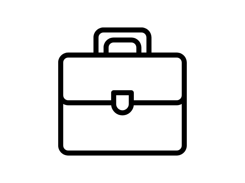 black and white icon of a briefcase