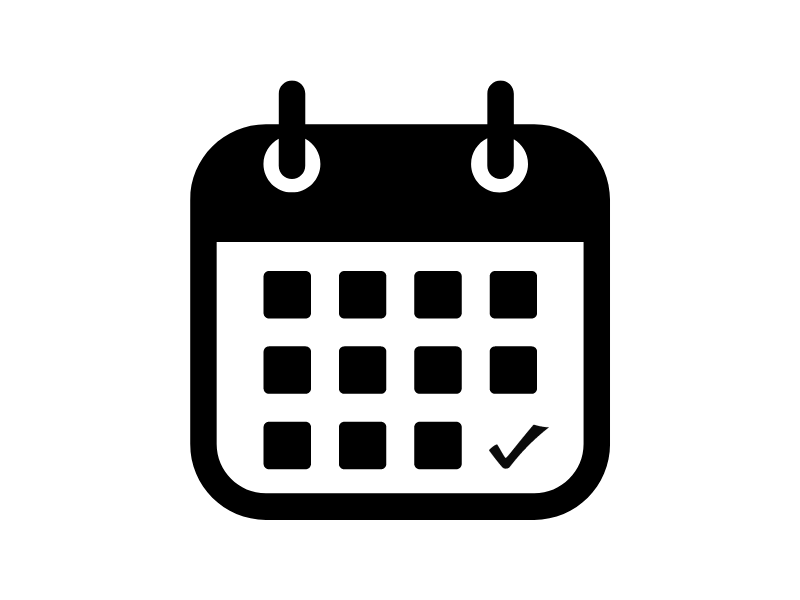 black and white icon of a calendar