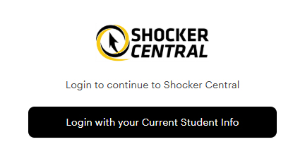 Shocker Central login screen with Wichita State SSO button.