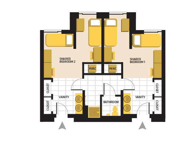 double shared floor plan