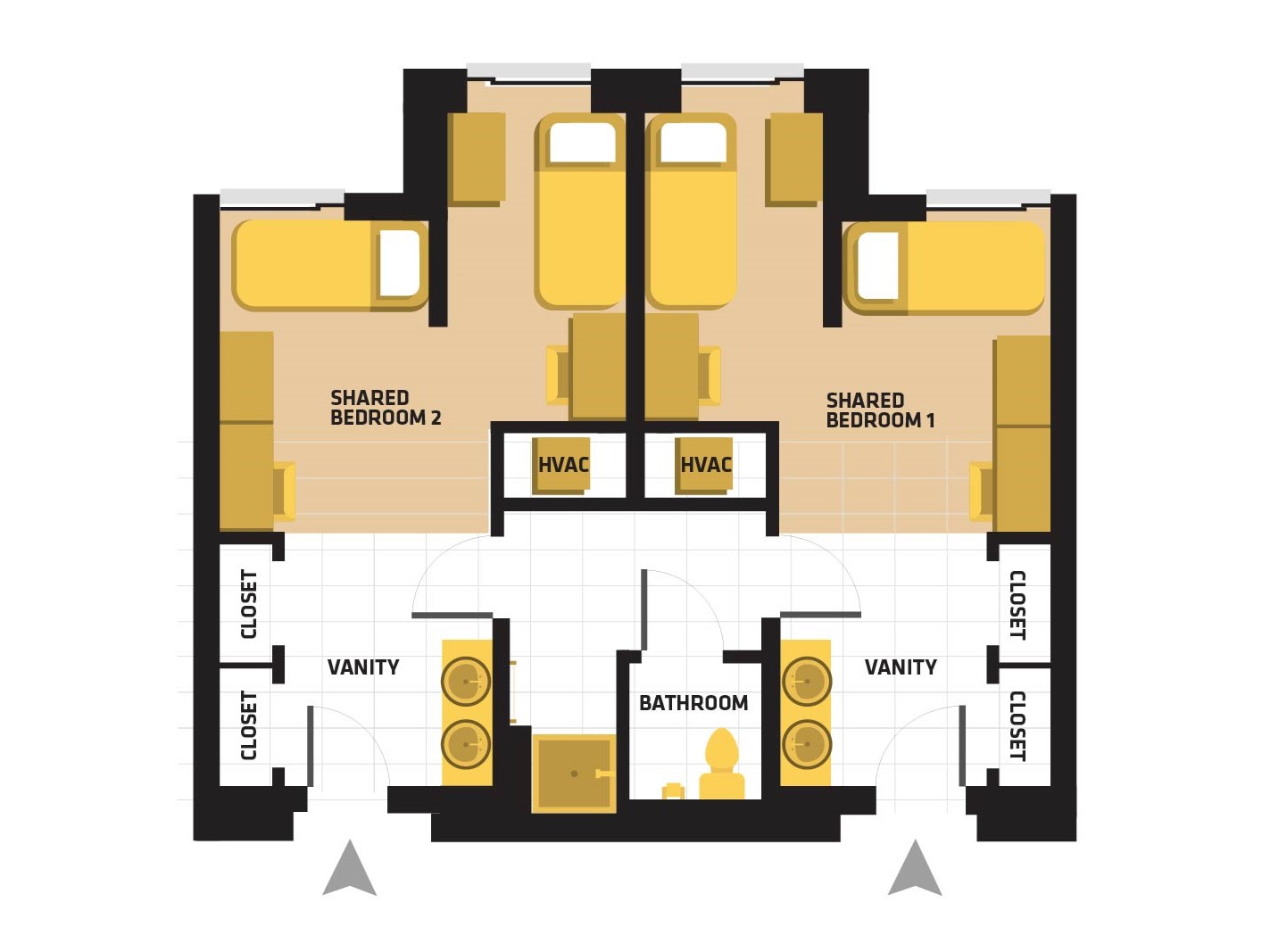 double shared floor plan