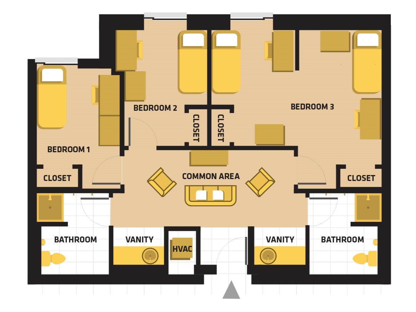 4 Bedroom / 1 Bath Suite