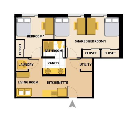2 bedroom 1 bath hybrid suite