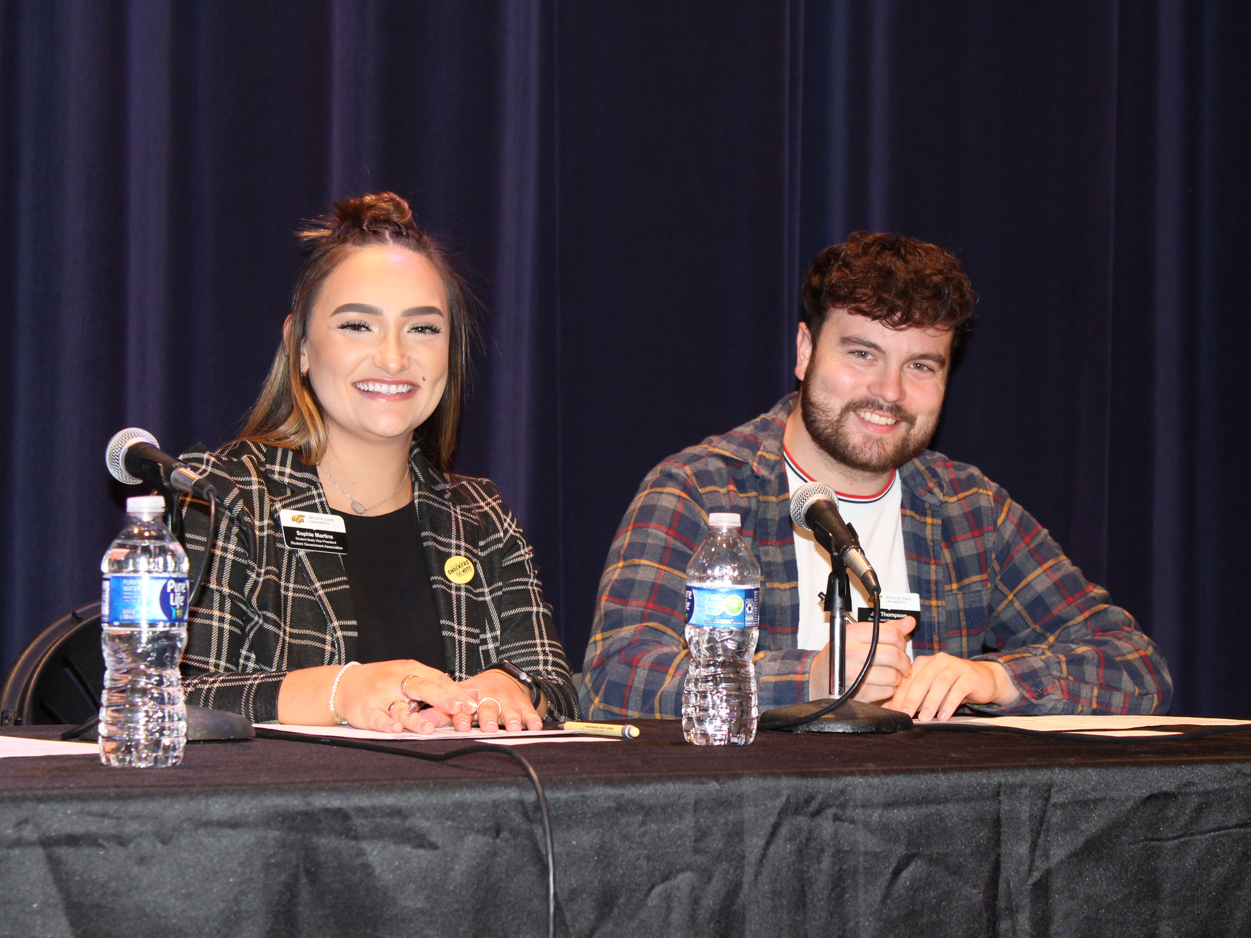 Student Government Association members holding a mayoral debate