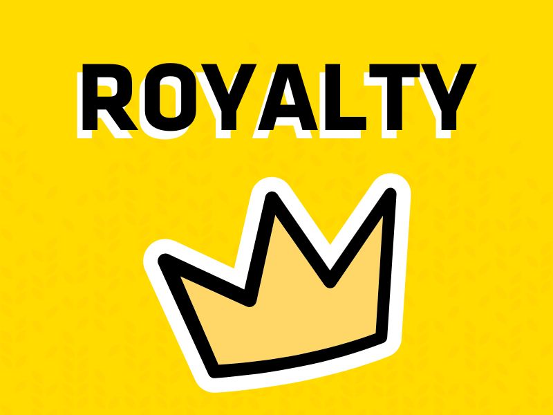 Hand holding a crown against a yellow background