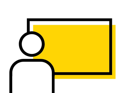 infographic of person and presentation board